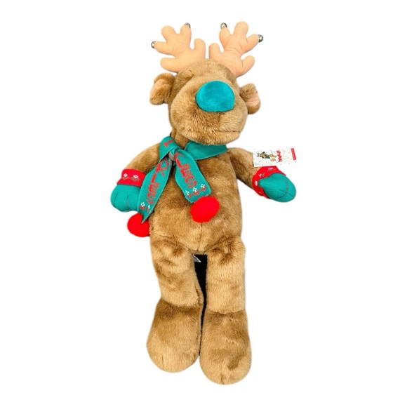Vintage Twinkles Plush 32" Reindeer/Moose with Bells - NWT Christmas Green Nose - Picture 9 of 11